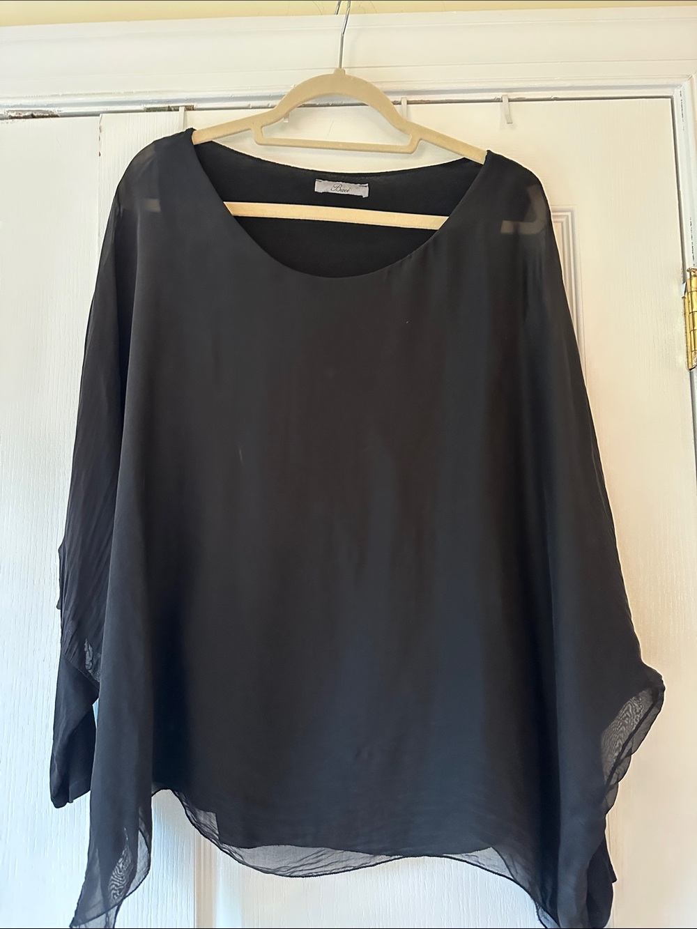 Black Sheer Flowing Women’s Blouse - Lightweight Draped Top